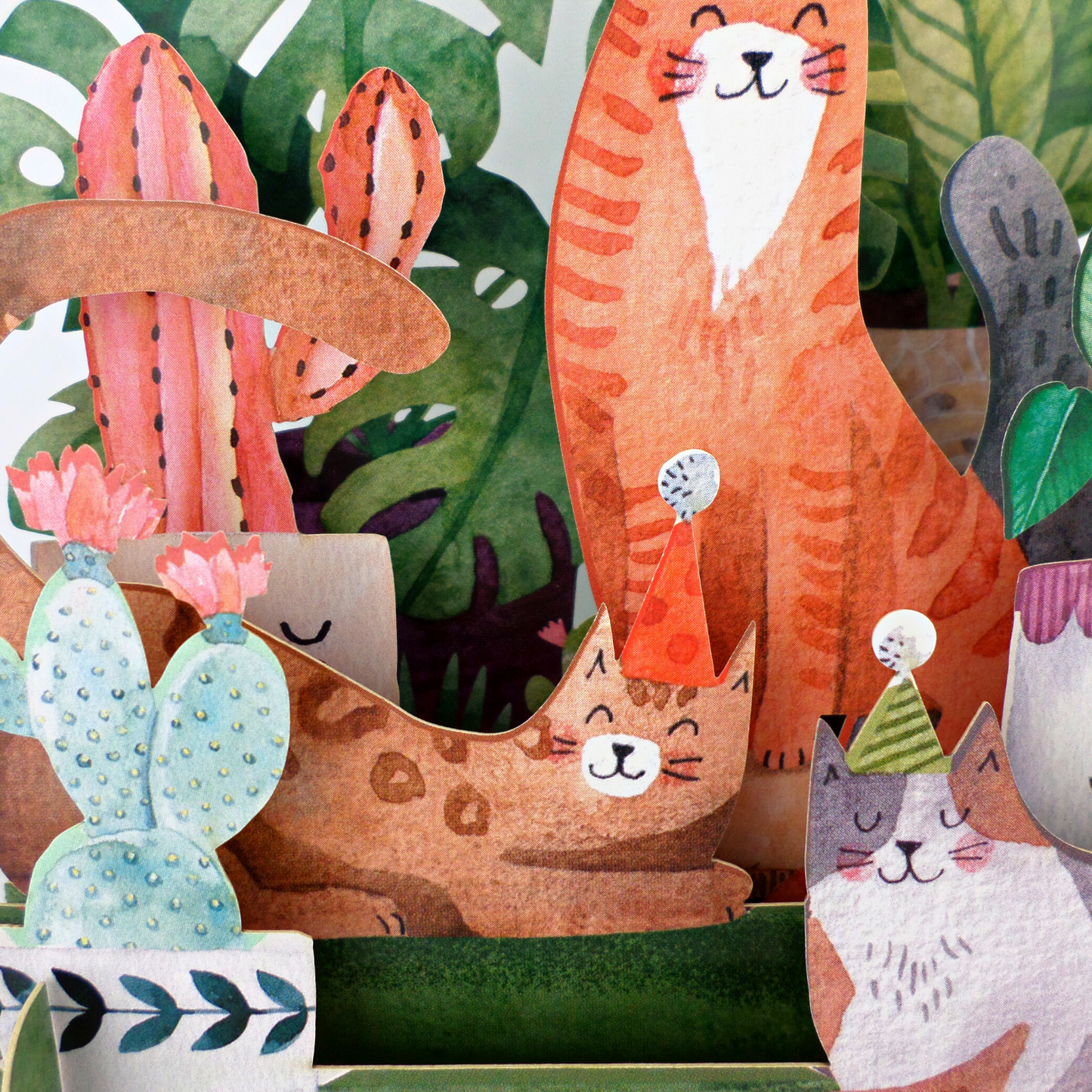 Fun Cat Party Birthday Celebration 3D Pop Up Card For Kids