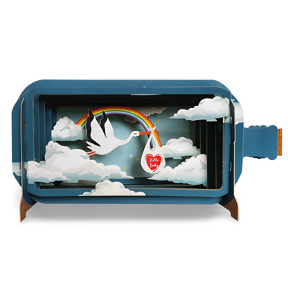 Message In A Bottle Stork Making A Delivery New Baby Greeting Card