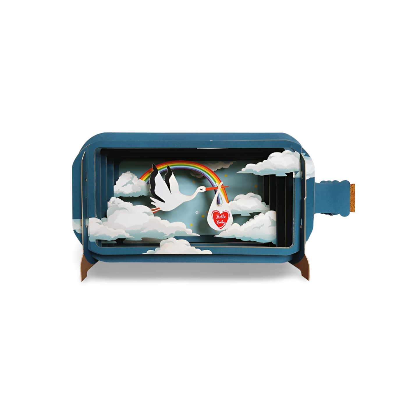 Message In A Bottle Stork Making A Delivery New Baby Greeting Card