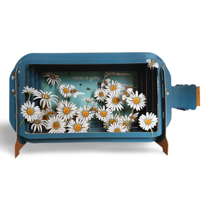 Message In A Bottle Thinking Of You Daisies & Bees Greeting Card