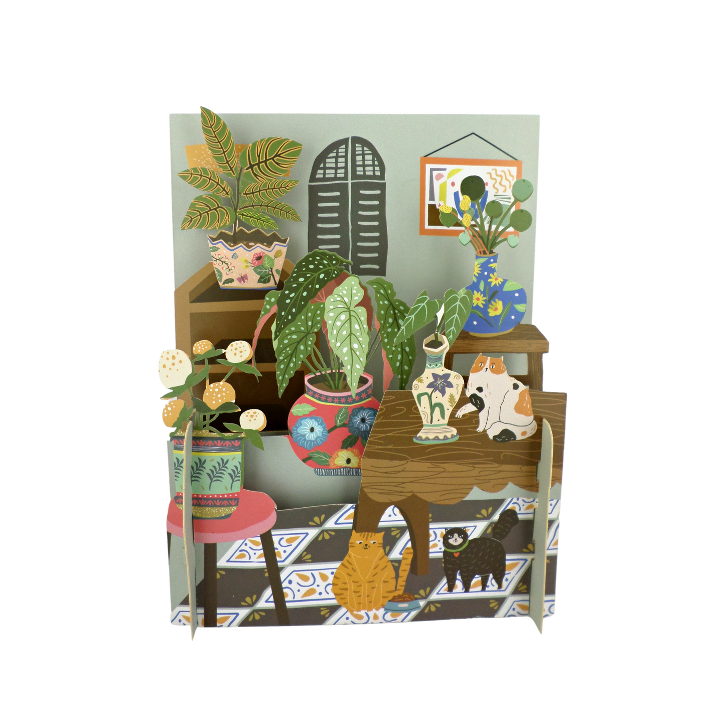 Cats & House Plants Any Occasion 3D Pop Up Greeting Card