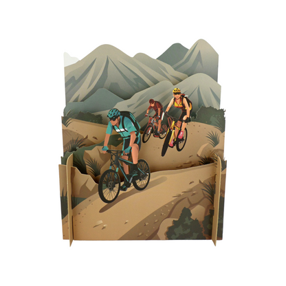 Mountain Biking Cyclist Any Occasion 3D Pop Up Greeting Card
