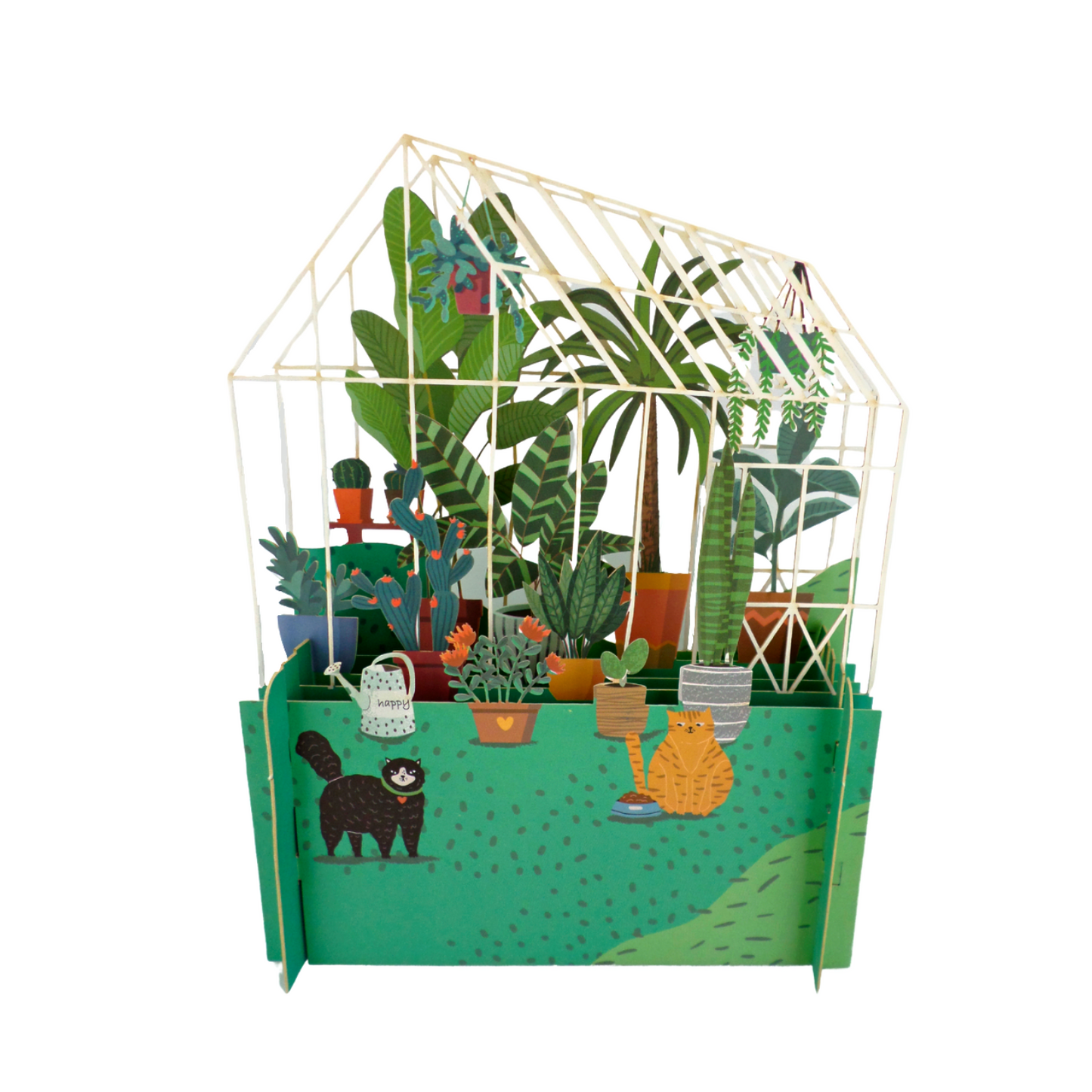 Cats In The Greenhouse Any Occasion 3D Pop Up Greeting Card