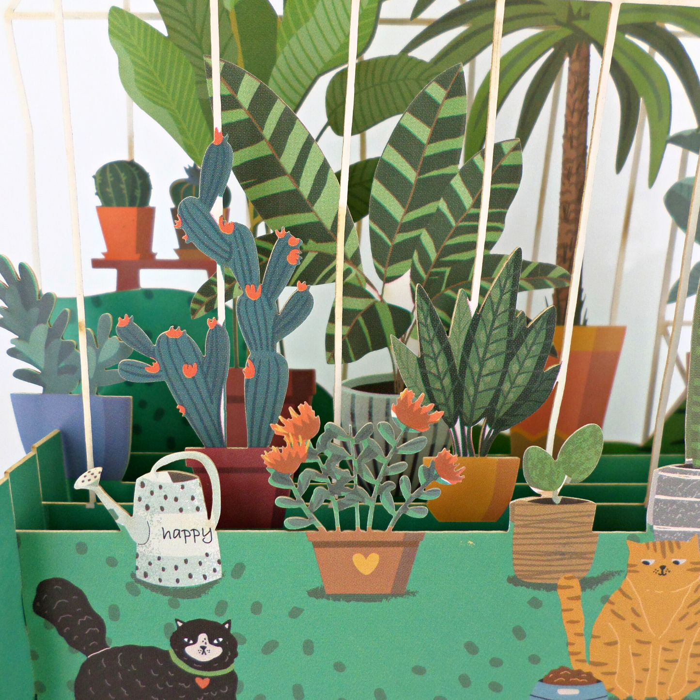 Cats In The Greenhouse Any Occasion 3D Pop Up Greeting Card