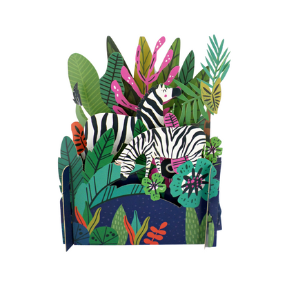 Colourful Zebras Any Occasion 3D Pop Up Greeting Card
