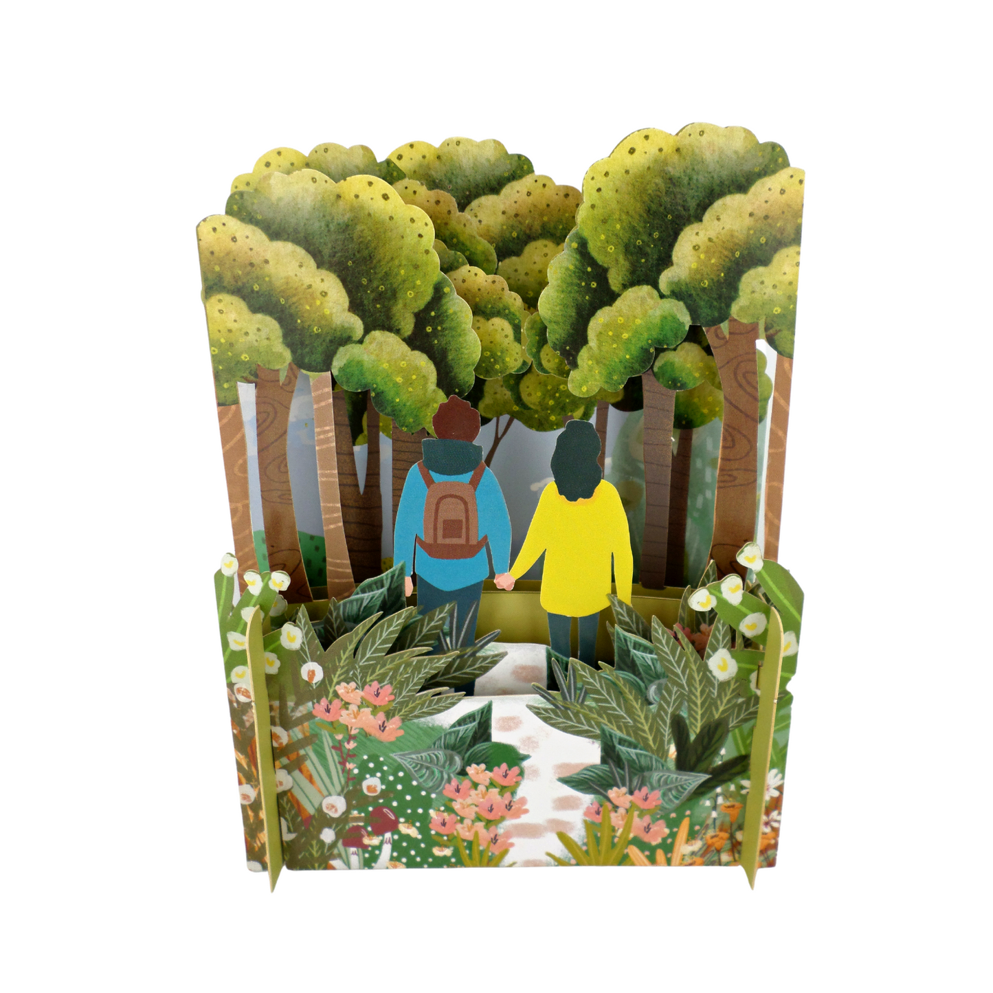 Couple Hiking In Forest Any Occasion 3D Pop Up Greeting Card