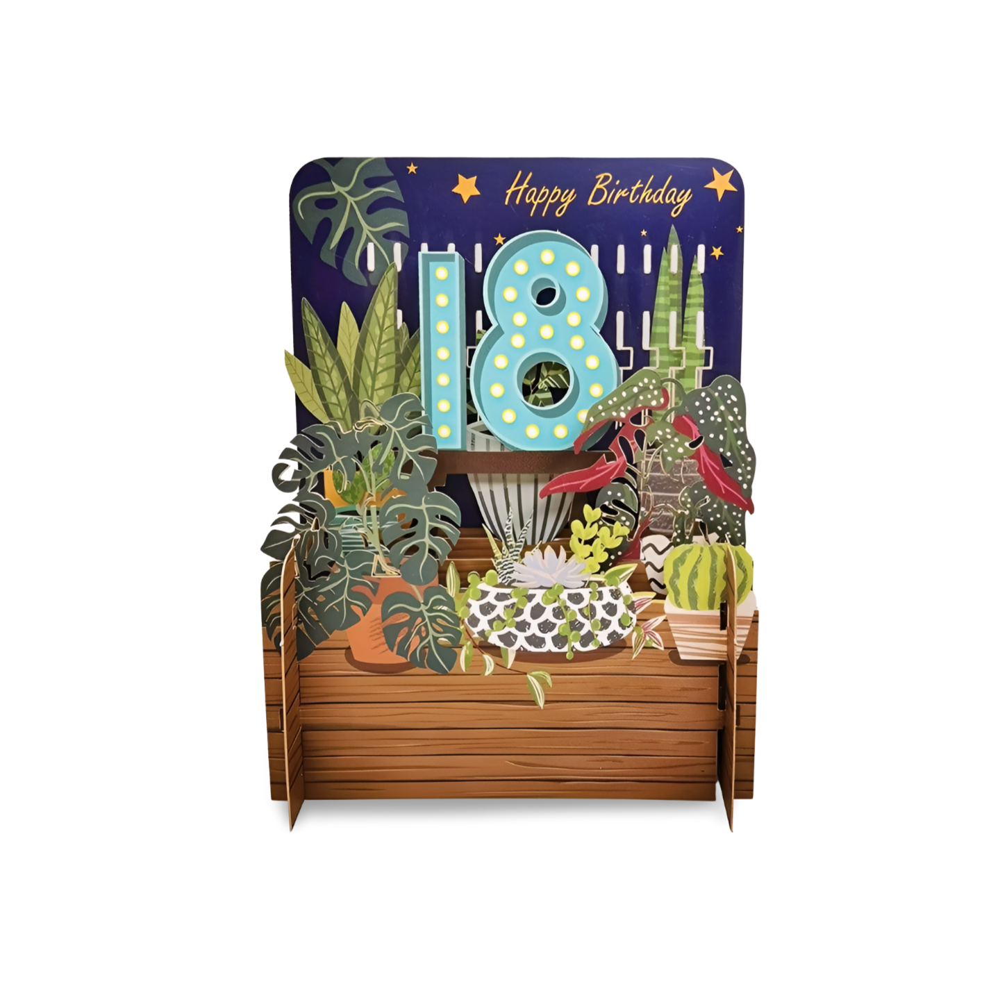 Happy 18th Birthday Botanical Plants 3D Pop Up Greeting Card