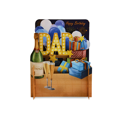 Happy Birthday Dad Champagne 3D Pop Up Greeting Card