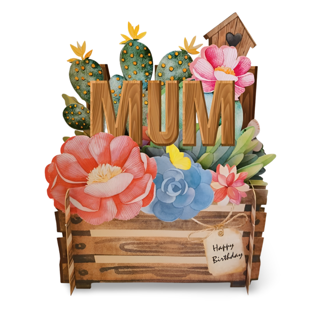 Happy Birthday Mum Flowers & Butterflies 3D Pop Up Greeting Card