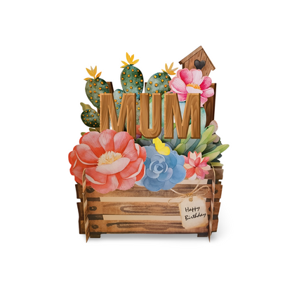 Happy Birthday Mum Flowers & Butterflies 3D Pop Up Greeting Card