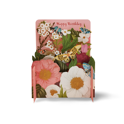 Happy Birthday Flowers & Butterflies 3D Pop Up Greeting Card