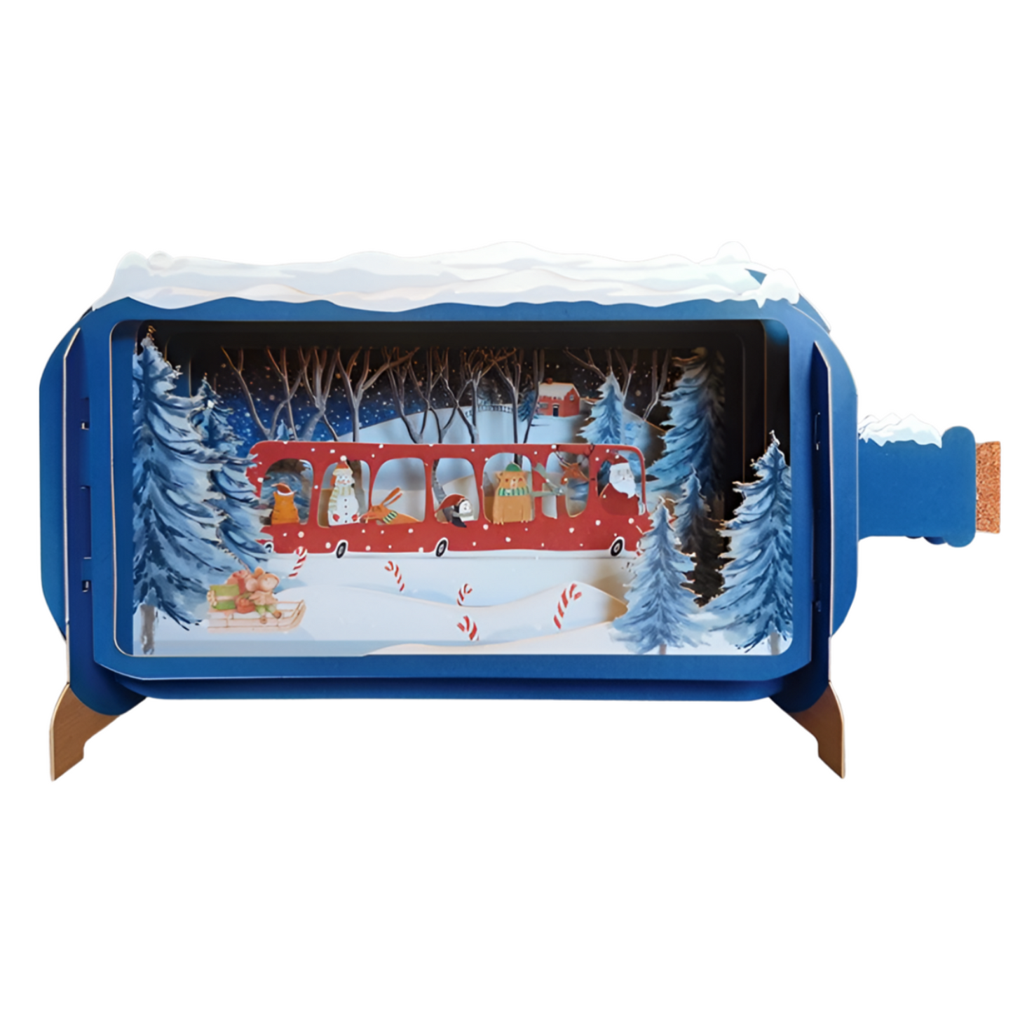 Message In A Bottle Santa & Friends Festive Pop Up Christmas Card