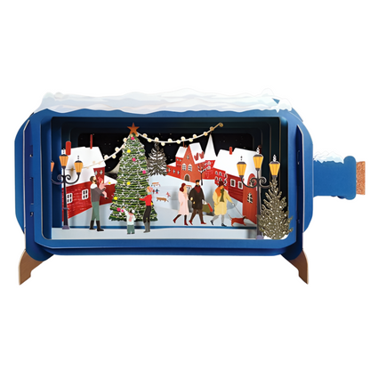Message In A Bottle Village Xmas Tree Pop Up Christmas Card