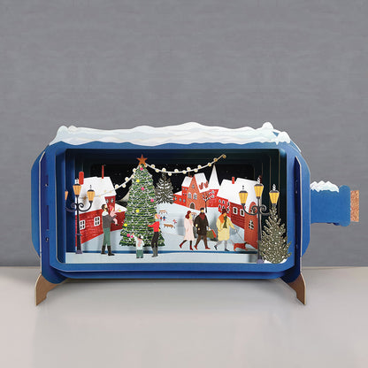 Message In A Bottle Village Xmas Tree Pop Up Christmas Card