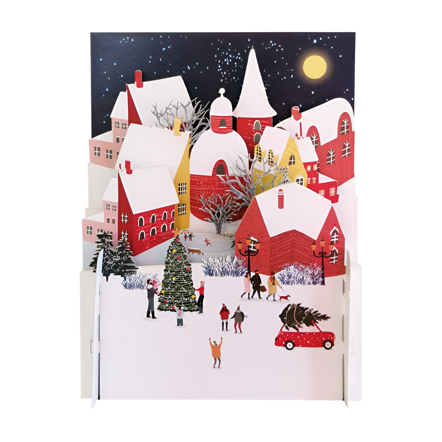 Festive Christmas Village 3D Pop Up Christmas Greeting Card