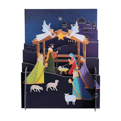 Festive Xmas Nativity Scene 3D Pop Up Christmas Greeting Card