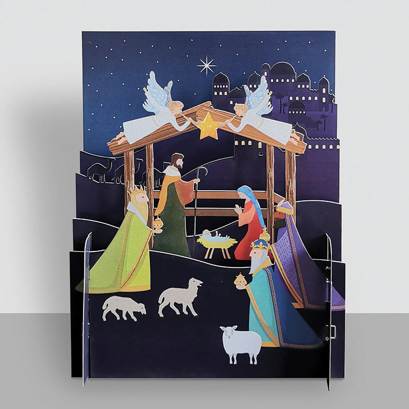 Festive Xmas Nativity Scene 3D Pop Up Christmas Greeting Card