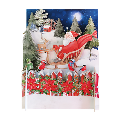 Festive Santa & His Sleigh 3D Pop Up Christmas Greeting Card