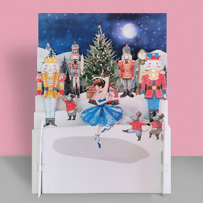 Festive Nutcracker & Xmas Tree 3D Pop Up Christmas Greeting Card