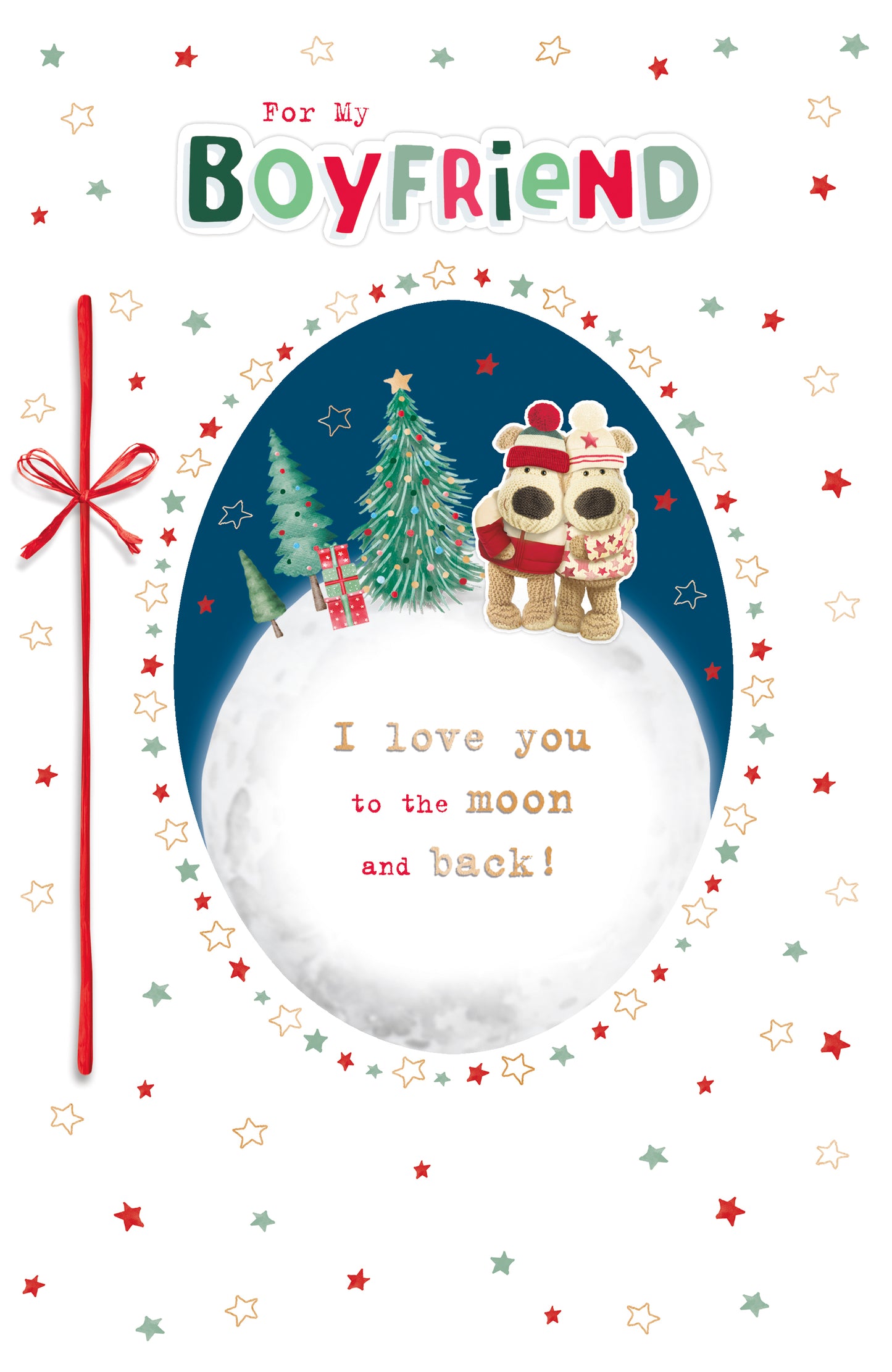Boofle Boyfriend Moon & Back Embellished Christmas Greeting Card