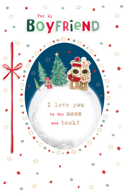 Boofle Boyfriend Moon & Back Embellished Christmas Greeting Card