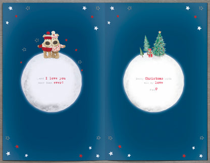 Boofle Boyfriend Moon & Back Embellished Christmas Greeting Card