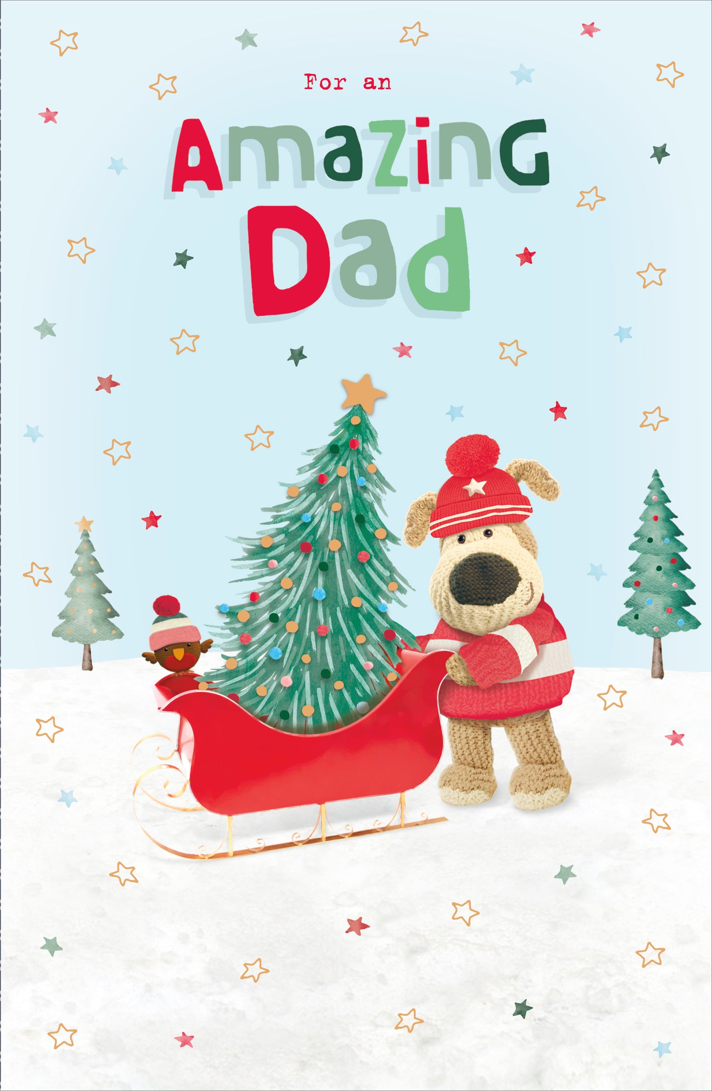 Boofle For An Amazing Dad Xmas Tree Christmas Greeting Card
