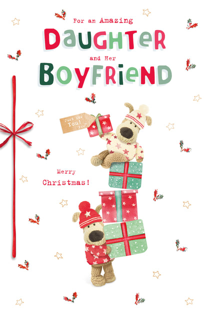 Boofle Daughter & Boyfriend Embellished Christmas Greeting Card