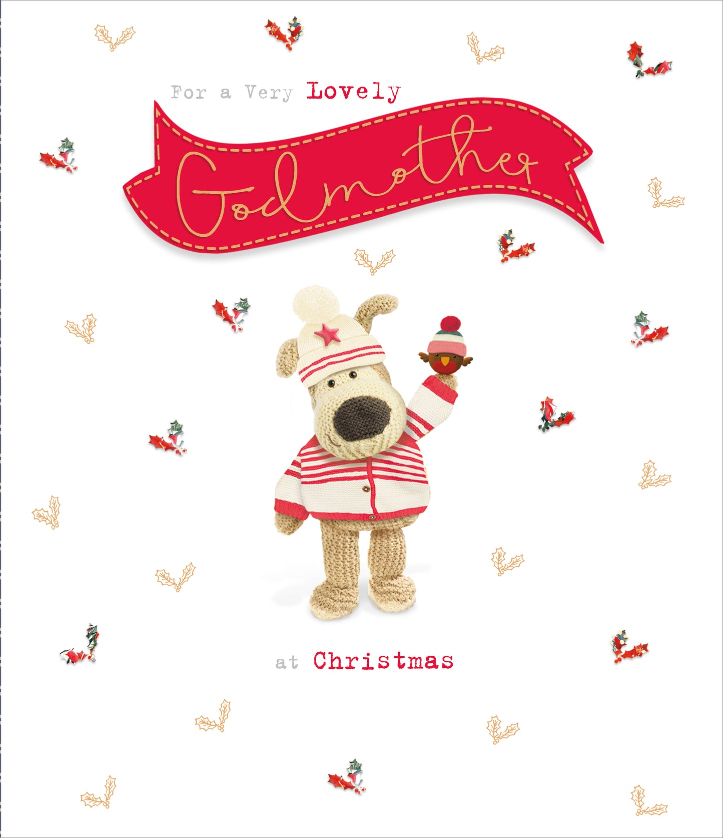 Boofle Lovely Godmother Festive Robin Christmas Greeting Card