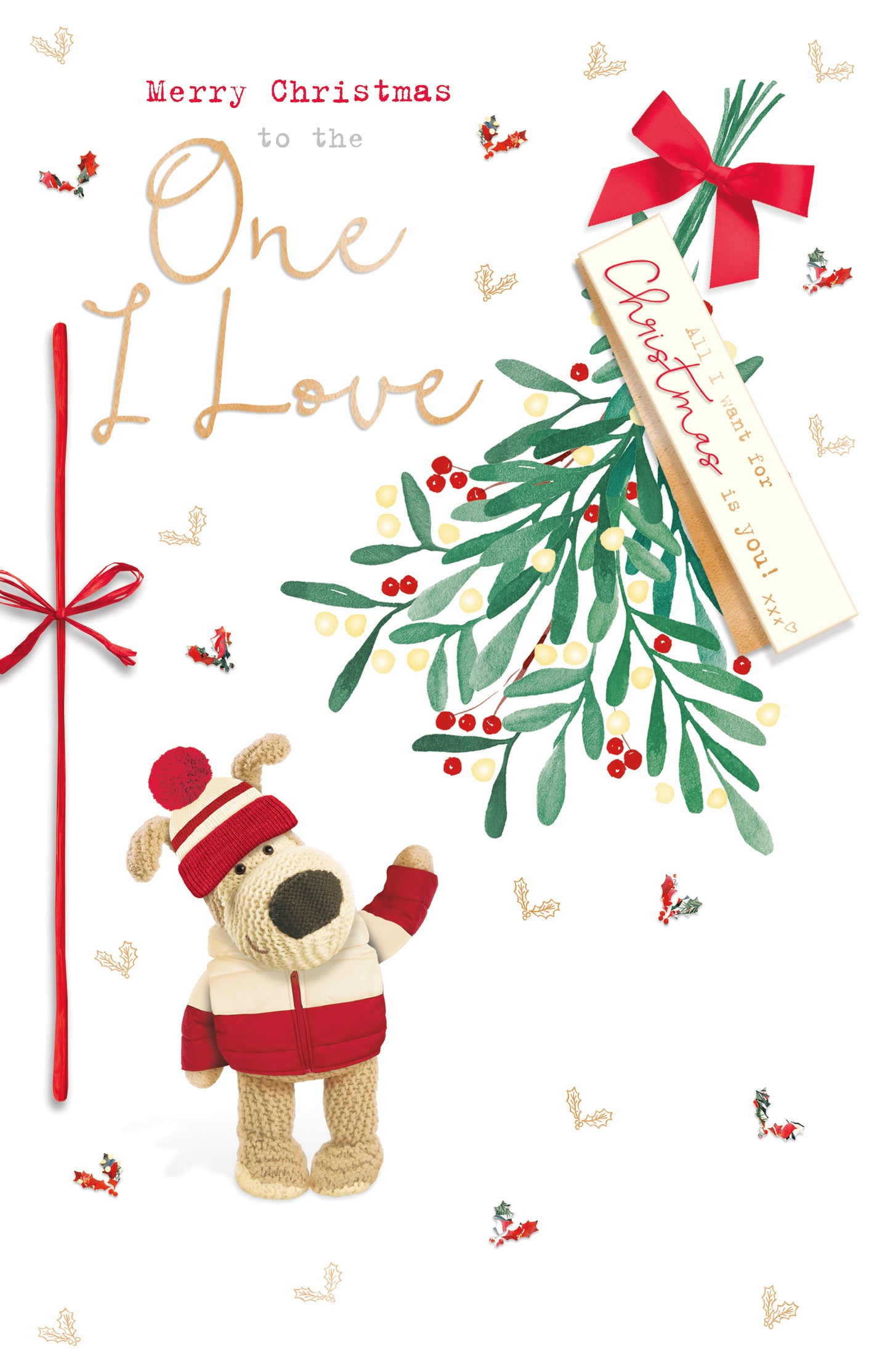Boofle The One I Love Embellished Christmas Greeting Card