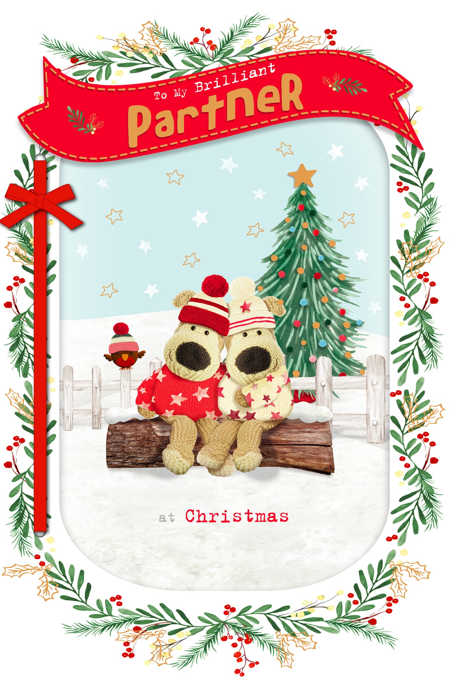 Boofle Brilliant Partner Embellished Christmas Greeting Card