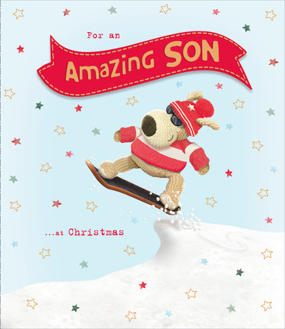 Boofle Amazing Snowboarding Son Christmas Greeting Card
