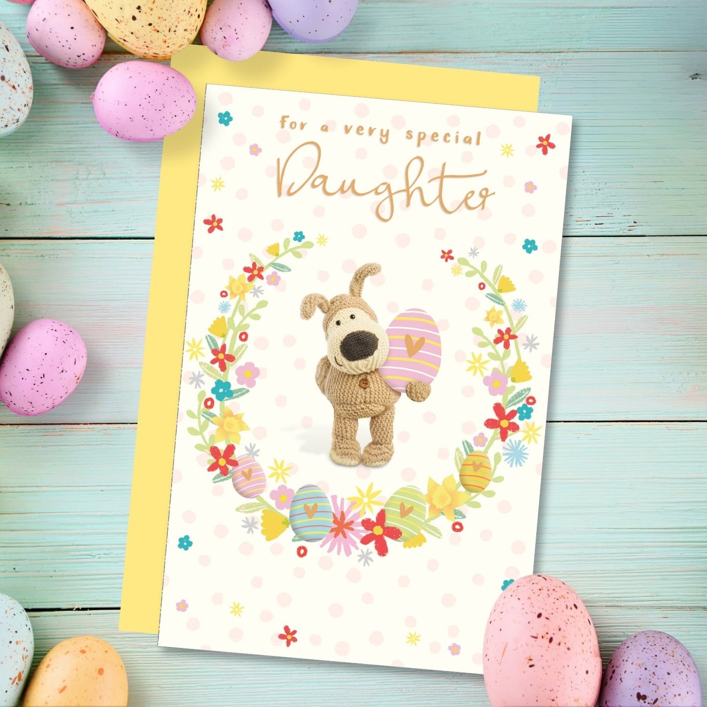 Boofle Very Special Daughter Egg-static Floral Easter Card Cute Greeting Card