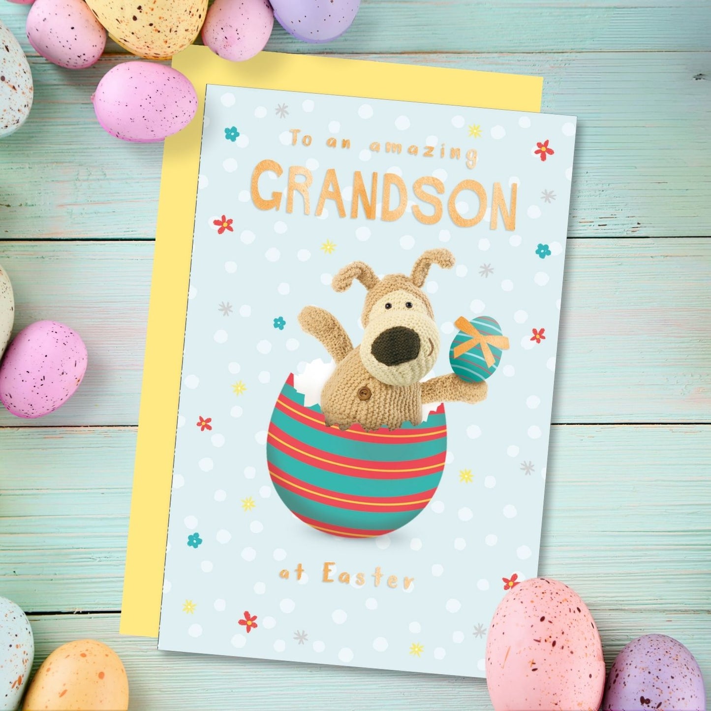 Boofle Amazing Grandson Cracking Easter Egg Easter Card Cute Greeting Card