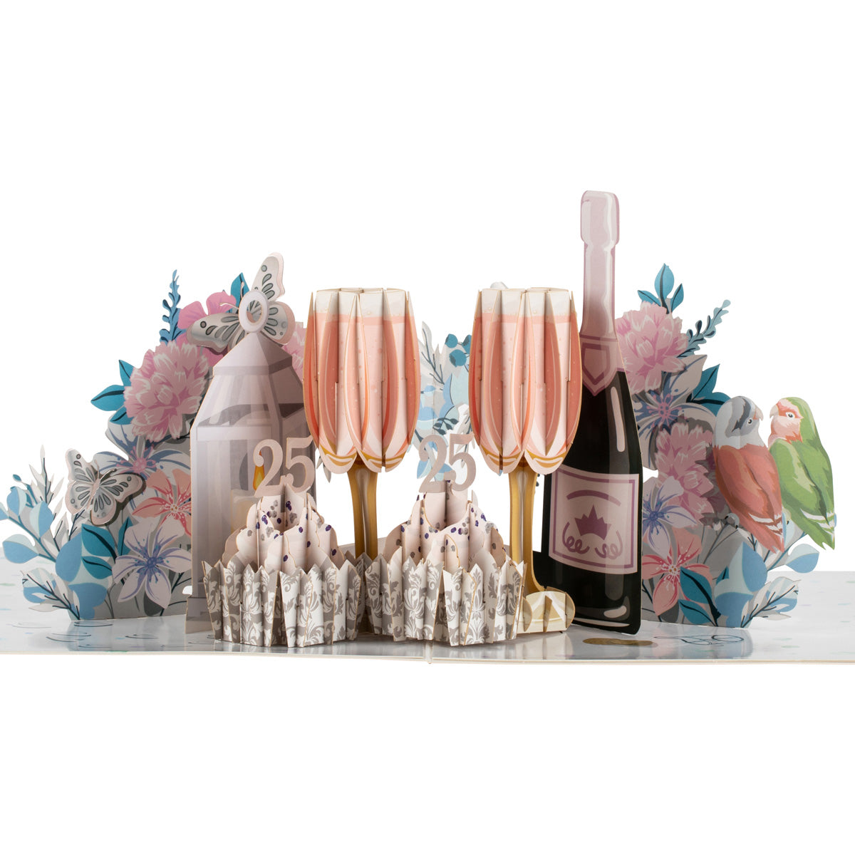 Silver Wedding 25 Years Anniversary 3D Pop Up Greeting Card