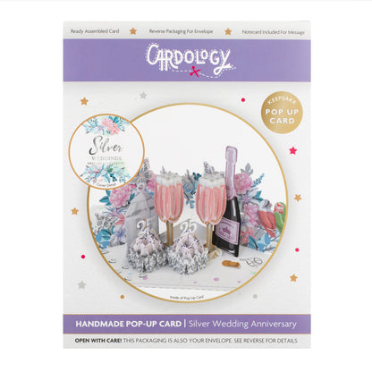 Silver Wedding 25 Years Anniversary 3D Pop Up Greeting Card