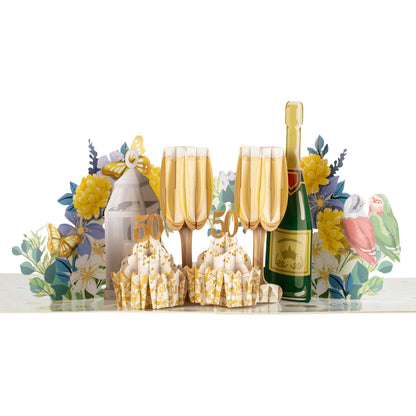 Golden Wedding 50 Years Anniversary 3D Pop Up Greeting Card