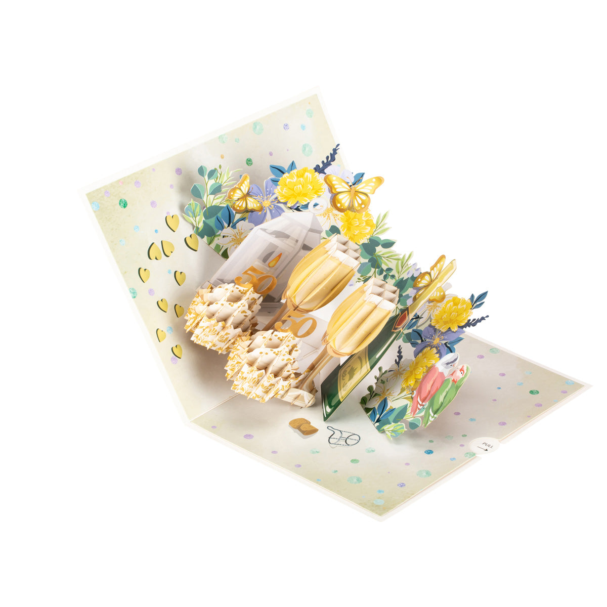 Golden Wedding 50 Years Anniversary 3D Pop Up Greeting Card