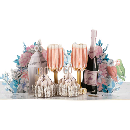 Diamond Wedding 60 Years Anniversary 3D Pop Up Greeting Card
