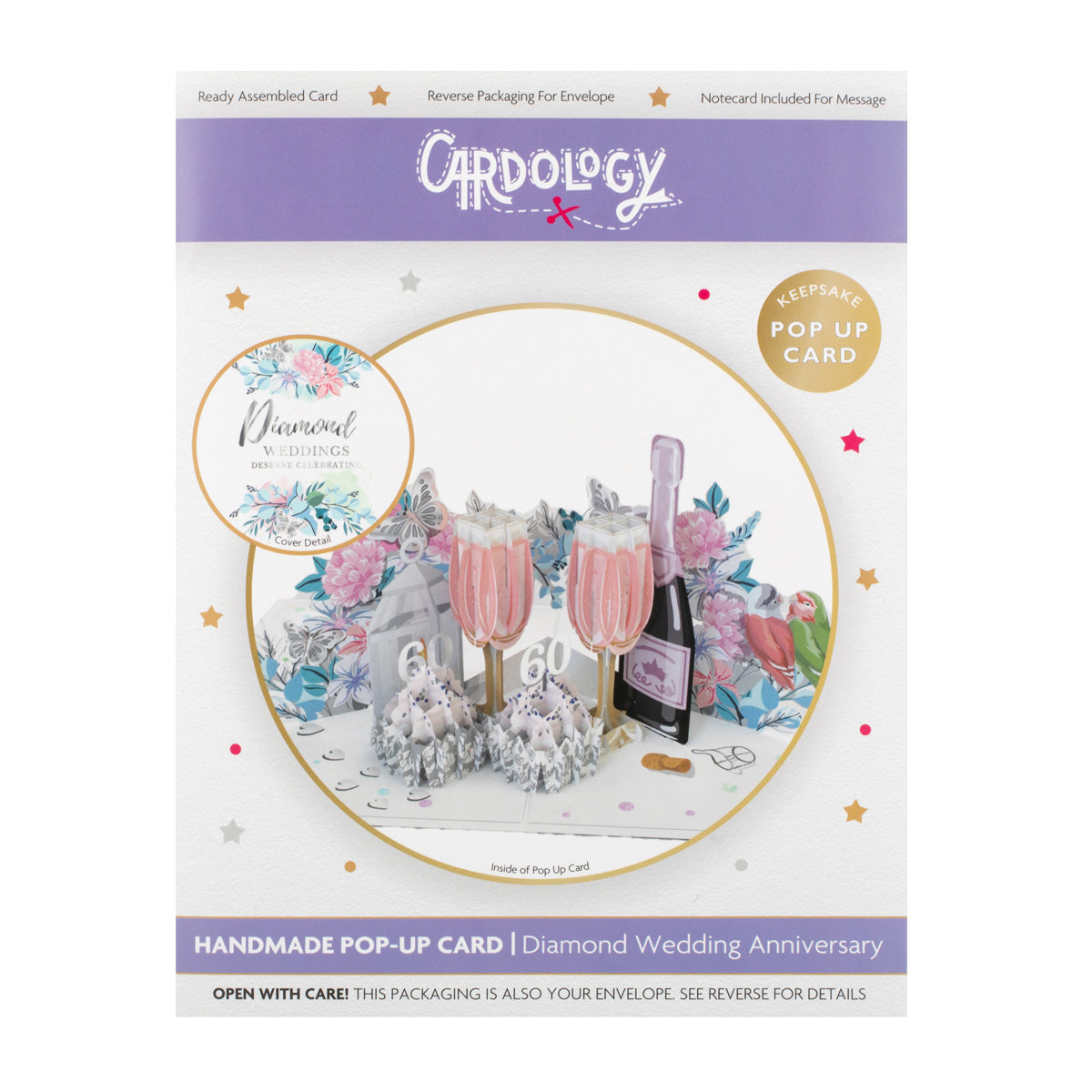 Diamond Wedding 60 Years Anniversary 3D Pop Up Greeting Card