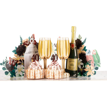 Ruby Wedding 40 Years Anniversary 3D Pop Up Greeting Card