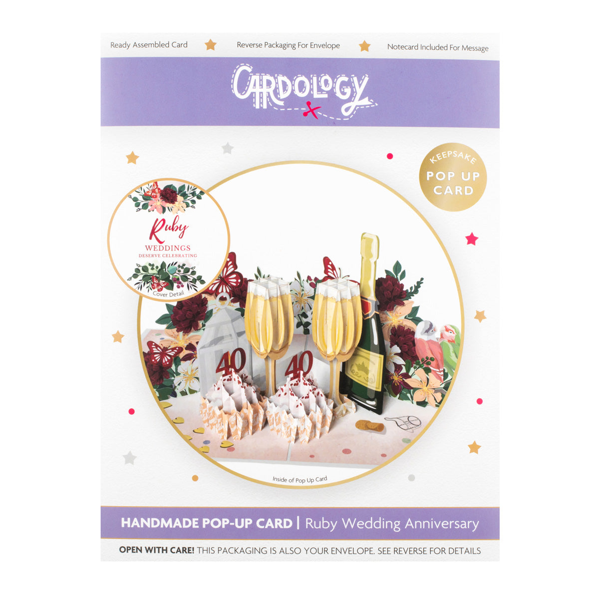 Ruby Wedding 40 Years Anniversary 3D Pop Up Greeting Card