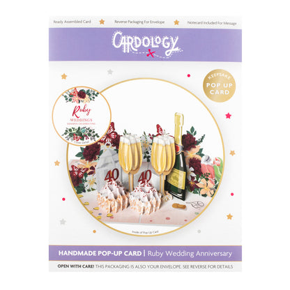 Ruby Wedding 40 Years Anniversary 3D Pop Up Greeting Card
