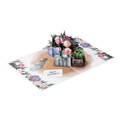 Colourful Floral Peonies Any Occasion 3D Pop Up Greeting Card