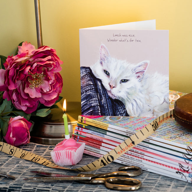 Cat What's For Tea Little Dog Laughed Greeting Card