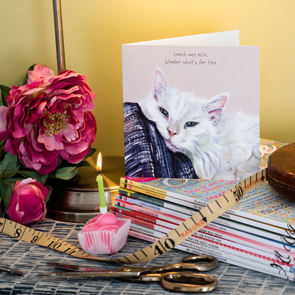 Cat What's For Tea Little Dog Laughed Greeting Card