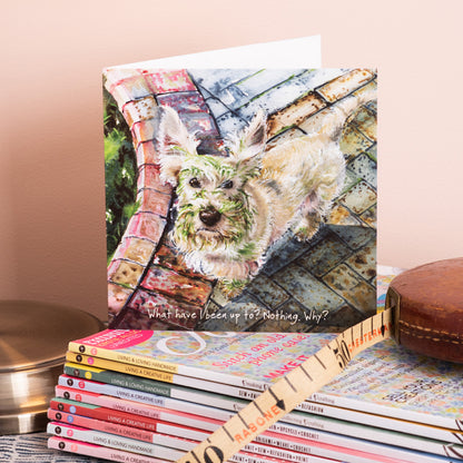 Green Face Scottie Little Dog Laughed Greeting Card