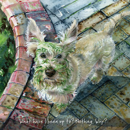 Green Face Scottie Little Dog Laughed Greeting Card