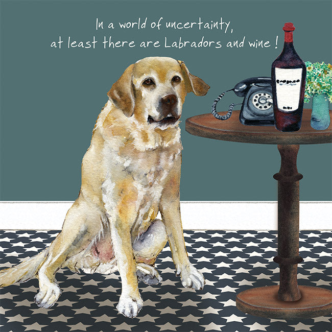 Labradors & Wine Little Dog Laughed Greeting Card