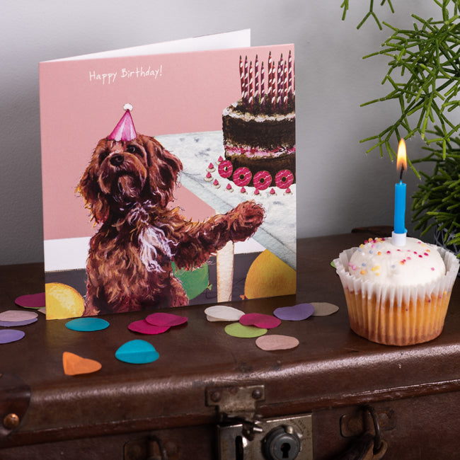 Cockapoo Party & Cake Little Dog Laughed Birthday Card